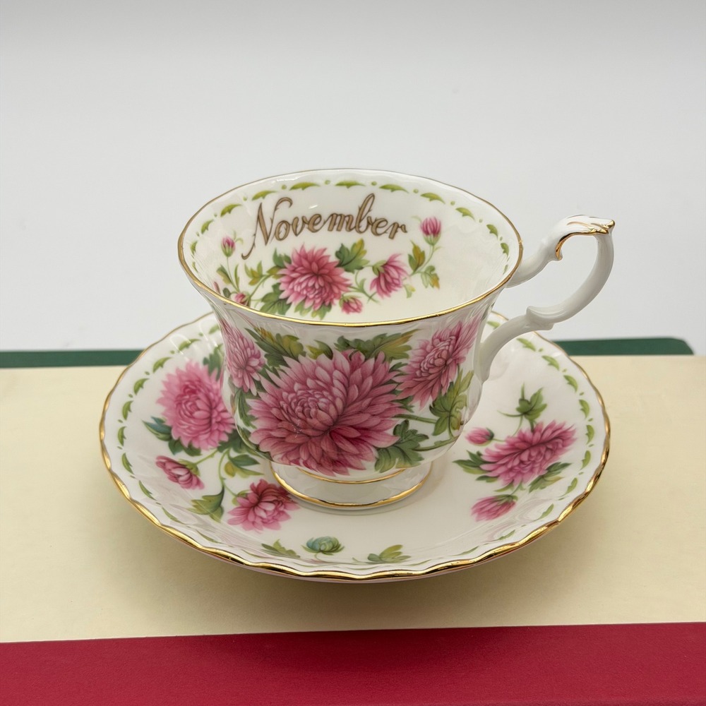 Vintage Royal Albert November Chrysanthemum Flower of the Month Tea Cup Saucer